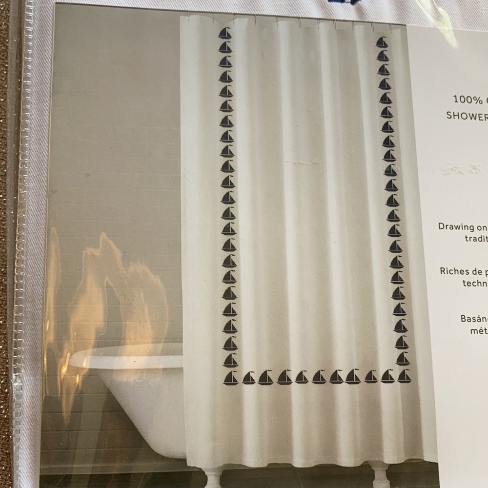 Shower Curtain - Embroidered Sailboat by Kasatex New York. Fabulous!